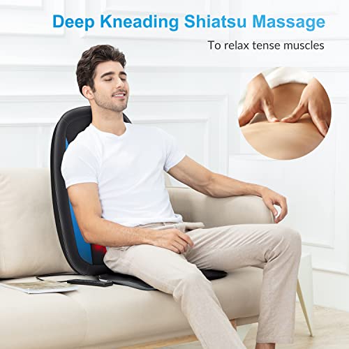 Comfier Shiatsu Back Massager with Heat -Deep Tissue Kneading Massage Seat Cushion, Massage Chair Pad for Full Back Pain Relief, Electric Body Massager for Home or Office Chair use