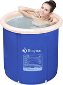 Portable Bathtub Foldable,Soaking Bath Tub with Freestanding Shower Stall,Eco-Friendly Adult Bathroom Foldable Tub for Small Space Hot Bath Ice Bath Spa Tub (29.5'' x 29.5'',Dark Blue)