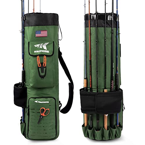 KastKing Large 81L Storage Fishing Bag Holds 6 Rods & Reels, Foldable Water-resistant Case With Room for Gear and Equipment, Fishing Gifts for Men, Green