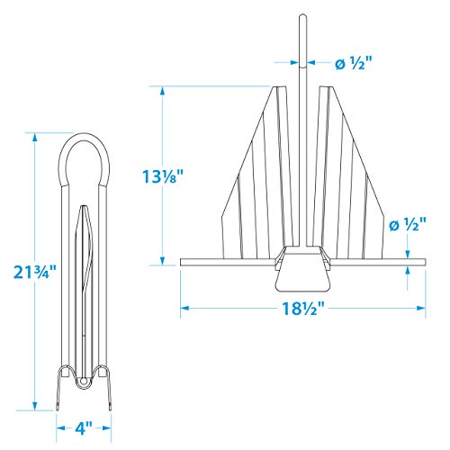 SEACHOICE 41640 Utility Anchor â€“ Hot-Dipped Galvanized Steel â€“ with Slip Ring Shank â€“ 15E â€“ for 28-to-30-Foot Boats