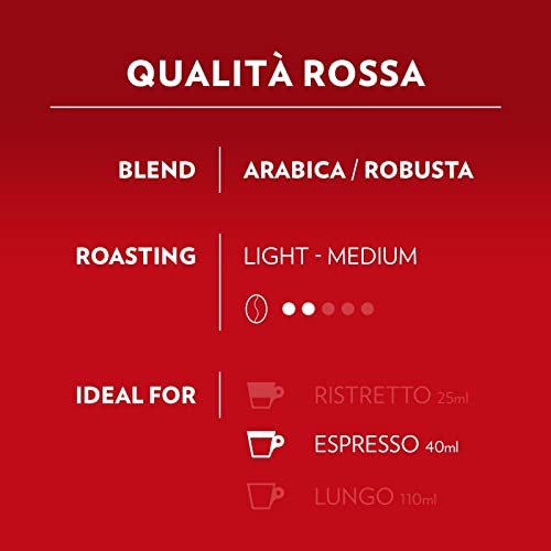 Lavazza, A Modo Mio Qualità Rossa, Coffee Capsules, Arabica And Robusta, Full And Sustained Taste, Intensity 10/13, Medium Roasting, 1 Pack Of 16 Coffee Pods