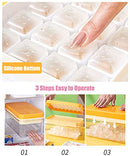 【1S Press to Release】 Ice Cube Tray with Lid and Storage Bin, 32-Tray Easy-Release Ice Cube Maker Flexible Silicone Ice Cube Mold for Freezer, Comes with Scoop and Press Plate