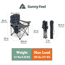 SunnyFeel XL Oversized Folding Camping Chair, Heavy Duty Padded Camp Chairs, Portable with Armrest for Tall People Outdoor/Beach/Travel/Picnic (Grey)