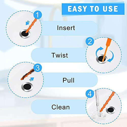 Drain Cleaner and Unblocker Tool: Clog Remover, Drain Snake, Pipe Cleaner, 7 Pack Drain Augers (2 Stainless Steel and 5 Plastic)—Ideal for Cleaning Tough Clogs in the Kitchen, Bathroom, and More