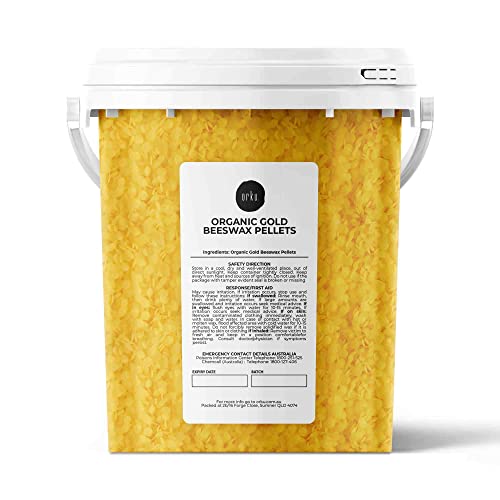 ORKU 500g Tub Organic Beeswax Pellets - Pharmaceutical Grade | Cosmetic-Grade Yellow Beeswax for Candles, Encaustic Art, Cosmetics, Body Preparations | Certified Organic Supplier