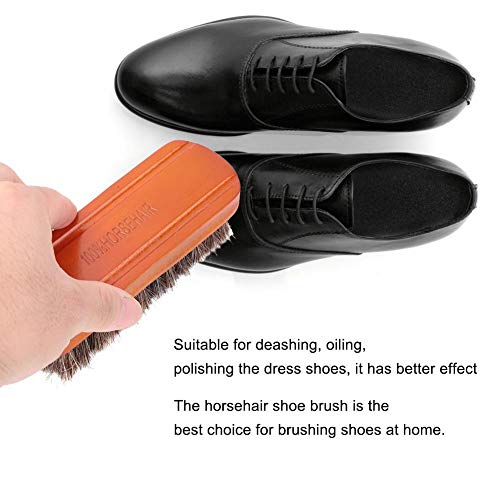 Leather Care Protecting Horsehair Shoe Brushes, Horsehair Shoe Shine Brush, Soft 2Pcs Long Shaft Slotted Boots Leather(Mahogany Medium)