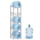 OYEAL 5 Tier Water Bottle Organizer Vertical Free Standing Storage Shelf Metal Water Cooler Dispenser Heavy-Duty Water Holder Stand for Kitchen Party Pantry, Sliver