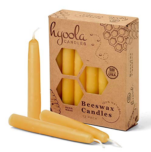 Hyoola 4 Inch Beeswax Candles 12 Pack Yellow