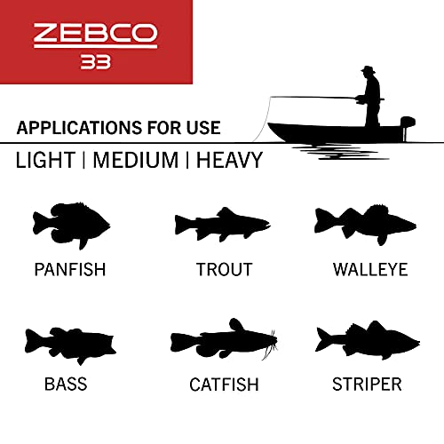 Zebco 33 Spincast Reel and Fishing Rod Combo, 5-Foot 6-Inch 2-Piece Fiberglass Rod, Quickset Anti-Reverse Fishing Reel with Bite Alert, Includes 29-Piece Tackle Kit, Silver/Black