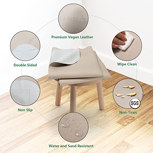 136cm (53in) Double Sided Vegan Leather Splat Mat Under High Chair, Large Waterproof Baby Play Mat, Wipe Clean Kids Mess Mat, Outdoor Picnic Blanket&Beach Mat, Non Toxic&Foldable, LEASURE