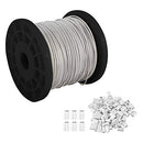 Patioer 1/16" Wire Rope, 304 Stainless Steel Wire Cable, 328ft Length Aircraft Cable, 7x7 Strand Core, 368 lbs Breaking Strength with 100 Pcs Cable Ferrule