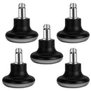 Bell Glides Replacement Office Chair Swivel Caster Wheels to Fixed Stationary Castors, Short Profile Black 5pcs