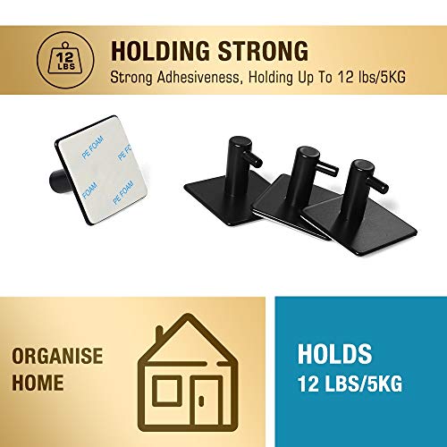 YIGII Towel Hook/Adhesive Hooks - Black Wall Hooks Stick for Bathroom and  Kitchen Heavy Duty Hooks 4-Pack, Stainless Steel