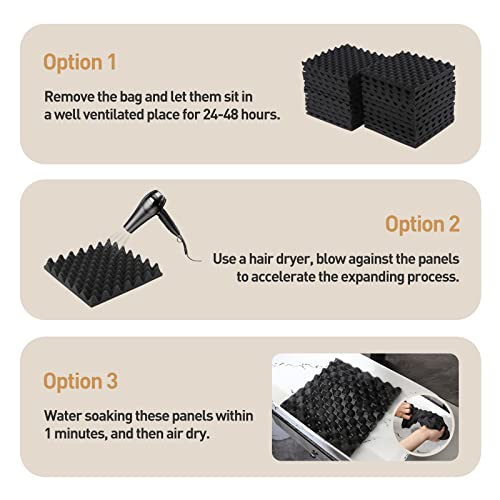 AUSLET- 24 Pack Egg Crate Acoustic Panels，30 X 30 X 3 cm High Density Sound Proofing Panels，Sound Proof Panels,Sound Proof Foam Panels for Wall
