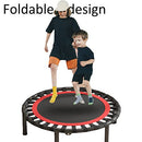 220 LBS Foldable Mini Trampoline, 40" Fitness Trampoline with Bungees/Adjustable Foam Handle, Stable & Quiet Exercise Rebounder for Kids Adults Indoor/Garden Workout