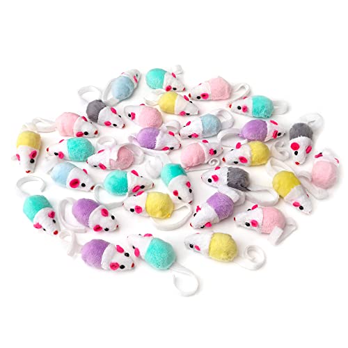 Chiwava 36 Pack 1.8 Inch Small Interactive Cat Toys Mice with Catnip Rattle Sound Mouse for Indoor Cats Kitten Play