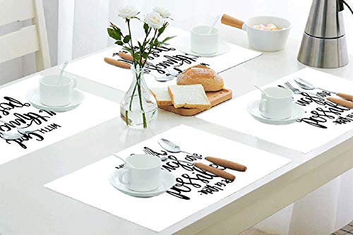 Moslion Bible Verse Placemats,Religious Christian Hope with God All Things are Possible Quote Place Mats for Dining Table/Kitchen Table,Waterproof Non-Slip Washable Outdoor Dinner Table Mats,Set of 4