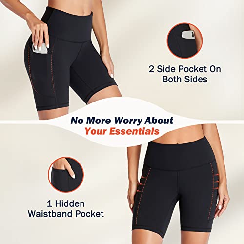 Duduma Gym Shorts Women High Waist Yoga Shorts Bike Short for Women Leggings with Pockets Tummy Control for Running Cycling CD11 Blacks