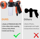 Car Wash Sprayer,9 in 1 Watering Patterns Car Wash Hose Attachment Garden Hose Nozzle with Soap Foam Dispenser for Garden Plants Watering Dog Washing House Cleaning (Orange)