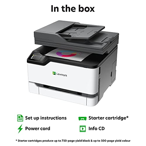 Lexmark MC3326i Colour Multifunction Laser Printer with Print, Copy, Cloud Fax, Scan and Wireless Capabilities, Full-Spectrum Security, 3 Year Guarantee and Prints Up to 24 ppm (UK Version)