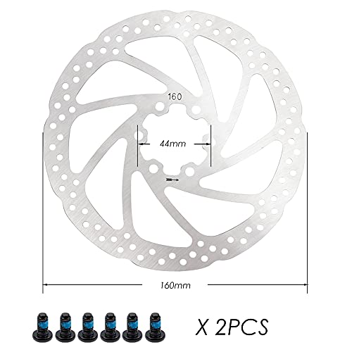 JFOYH 4-Piston MTB Hydraulic Brake Set with 160mm Floating Disc Rotors, Front and Rear Hydraulic Disc Brake Kit for MTB(Pre-Bled, Left-Front/Right-Rear)