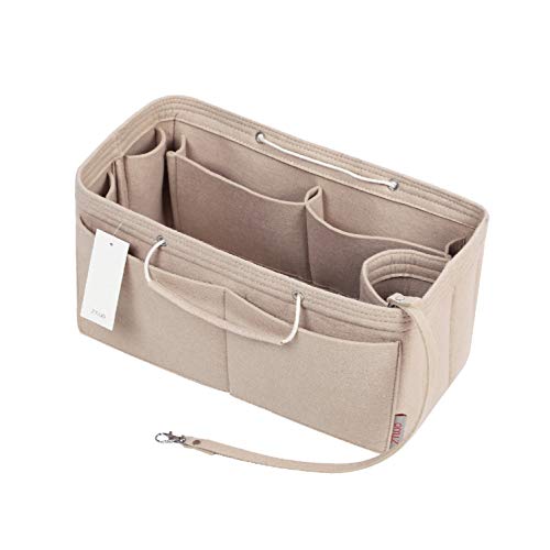 Purse Organizer, Multi-Pocket Felt Handbag Organizer, Purse Insert Organizer with Handles, Medium, Large Beige Size: Medium