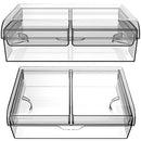 ImpiriLux Ice Chilled Two Section Party Platter- 2 Large Removable Serving Trays & Hinged Lid | Ideal for Pasta Salds, Appetizers, Seafood, Fruits, Meats, Desserts & More | 3 Tongs Included, Clear