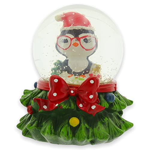 Snow Globe with Christmas Motif, Dimensions 9 x 9 x 9.5 cm, Ball Diameter 6 cm, Christmas Gift (Penguin)