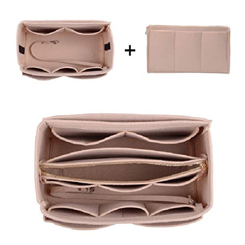 Purse Organzier, Bag Organizer with Metal Zipper (Medium, Beige)