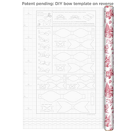Hallmark Holiday Plaid Wrapping Paper with Cutlines and Optional DIY Bow Templates on Reverse (3 Rolls: 120 Sq. Ft. Ttl) Red Toile, Black and White Buffalo Check, Christmas Plaid