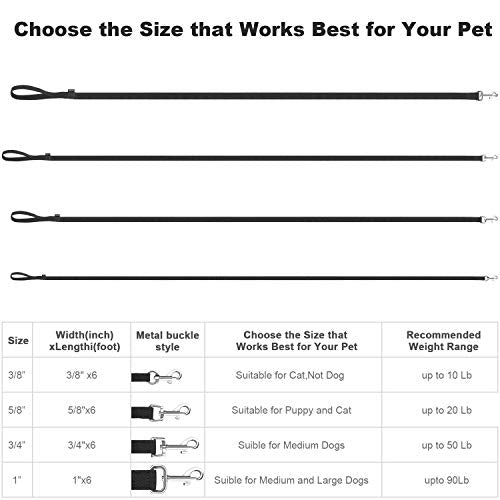 AMAGOOD 1.8M(6 FT) Puppy/Dog Leash, Strong and Durable Traditional Style Leash with Easy to Use Collar Hook,Dog Lead Great for Small and Medium and Large Dog(1" X 6 Feet, Black)