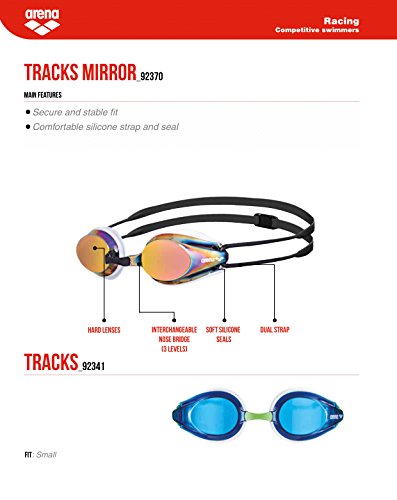 Arena Tracks Mirror Swim Goggles White, Red Copper, Black