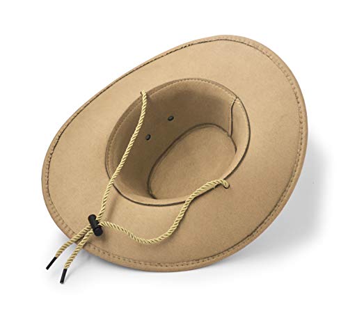UltraKey Cowboy Hat, Sun Hat Faux Felt Leather Suede Travel Cap Western Hat Outdoor Sun Protect Beige