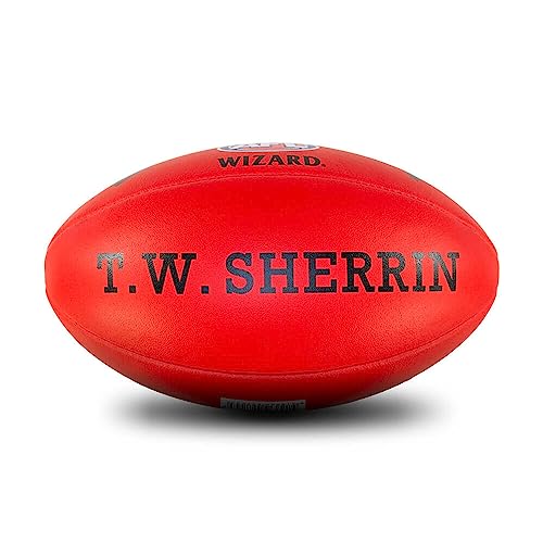 Sherrin AFL Wizard Leather ALF Football, Red, Size 5