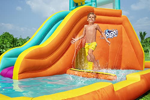 Bestway Inflatable Water Park 5.65x3.73x2.65m Slide World Jumping Castle, Climbing Wall Game, Double Slides Blow Up Playground Bouncer for Outdoor