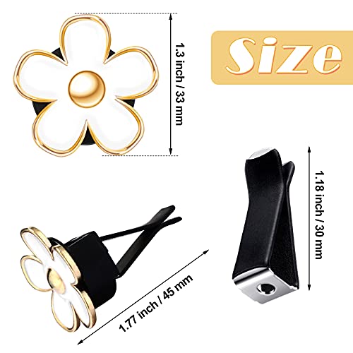 6 Pcs Daisy Flower Air Vent Clip Air Conditioning Outlet Clip Car Air Freshener Clip Charm Car Inter Decor Accessories (White,3 cm, 3.3 cm)