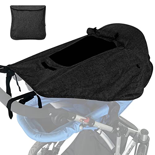 Hianjoo Baby Stroller Sun Cover, Sun Shade for Stroller Universal Baby Stroller Umbrella Baby Carriage Awning Waterproof Anti-UV 50+ Stroller Cover Trolley Canopy Rolling Blind Function, Black