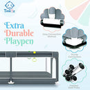 Baby Playpen with Mat 180×150cm, Baby Play Pen Extra-Large Playpens Play Mat with 50 Balls Pit, 4X Handlers, Baby Playmat, Basket Net for Toddler Babies with Breathable Mesh, Christmas Gifts