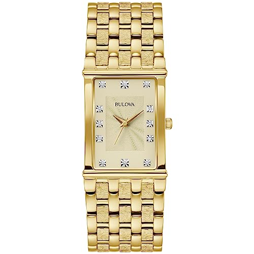 Bulova Men's 97F52 Diamond Accented Gold-Tone Steel Watch