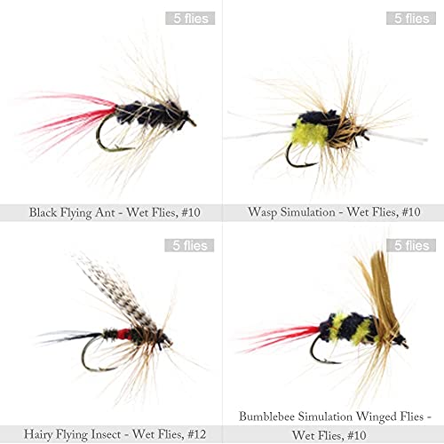Fly Fishing Dry Flies Wet Flies 120pcs Assortment Kit with Waterproof Fly  Box for Trout Fishing