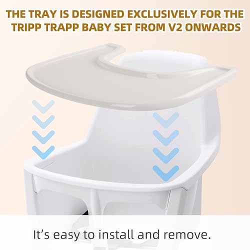 LuQiBabe Baby High Chair Tray Compatible with Stokke Tripp Trapp Chair with Smooth Surface and Strong Suction Power - Made with Food-Safe Plastic (BPA BPS BPF Lead and Phthalate Free) - White