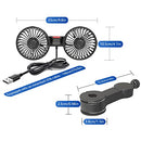 Fan For Car Backseat, USB Car Fan With Dual Heads, 3 Speed Strong Wind Car Cooling Fan Rear Seat Air Circulation Fan with 360 Degree Adjustable Clip for All Vehicles(Compatible With 12V/24 Cars)