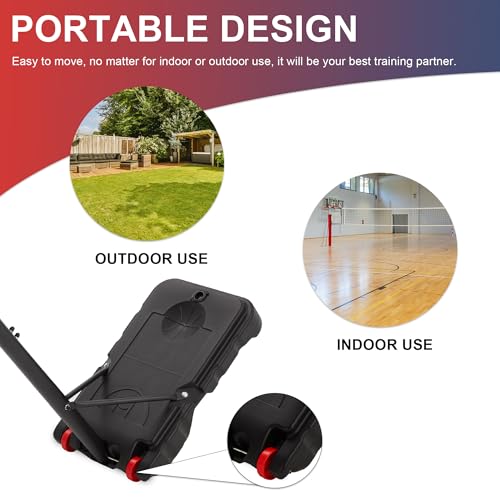 Outspurge Portable Basketball Hoop Outdoor & Indoor, Height Adjustable 4.7-8.3ft Basketball Goal, Basketball Hoops with Basketball Backboard for Kids & Teens, Adults…