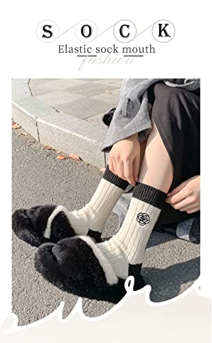 2 Pairs Ladies Soft 𝘁𝗵𝗲𝗿𝗺𝗮𝗹 𝘀𝗼𝗰𝗸𝘀, Women's Knitting Warm & comfy Wool Crew Cotton Fashion Style Sock 4 Seasons Wear