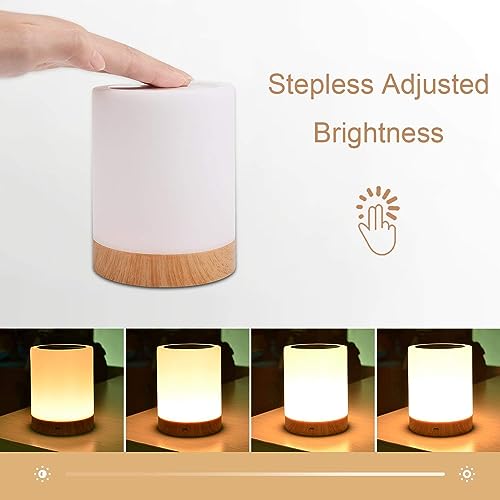 TruriM Night Light Touch Lamp for Bedrooms Living Room Portable Table Bedside Lamps with Rechargeable Internal Battery Dimmable 2800K-3100K Warm White Light & Color Changing RGB