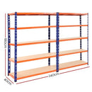 Giantz 2.4M x 1.8M Garage Shelving, Warehouse Racking System Rack Storage Shelves Industrial Commercial Organize Capacity, 5 Steel Metal Adjustable 1000KG Assembly Easy Orange&Blue