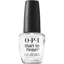 OPI Start to Finish, 3-in-1 Treatment, Base Coat, Top Coat, Nail Strengthener, Vitamin A and E, Vegan Formula, Long Lasting Shine, Up to 7 Days of Wear as Top Coat, Clear, 15ml
