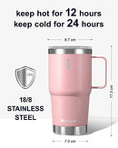 Berusd Coffee Cup 600ml Insulated Tumblers with Handle and Lid, Double Wall Vacuum Stainless Steel Coffee Travel Mug, Leak Proof Insulated Flask, Water Bottle Drink Cup, Thermo Mug, 20 oz