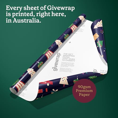GIVEWRAP The Gift Wrap That Gives To Charity. All Occasions and Birthday Gift Wrap Paper for Adults & Kids, Recyclable, Eco-Friendly, Christmas Illustration Bundle (6 Sheets, 50 cm x 70 cm)