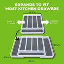 [2PCE] Home Master Cutlery Tray Organizer, Adjustable and Expandable Kitchen Utensil Drawer Divider, Durable and Easy to Clean with Non-Slip Bottom